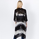 Wholesale women s Lightweight Tie Dye Sheer Stripe Kimono Side Slit Details One
