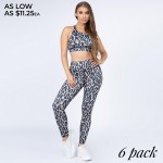 Wholesale women s Active Leopard Print Workout Leggings o rise elasticized waist