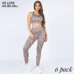 Wholesale women s Active Leopard Print Workout Leggings o rise elasticized waist