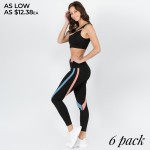 Wholesale women s Active Curved Stripe Workout Leggings o rise elasticized waist