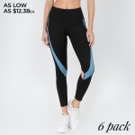 Wholesale women s Active Curved Stripe Workout Leggings o rise elasticized waist