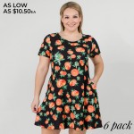 Wholesale women s Plus short sleeve citrus print dress pockets o Short sleeves o