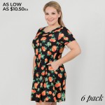 Wholesale women s Plus short sleeve citrus print dress pockets o Short sleeves o