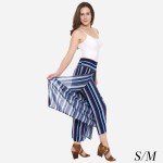 Wholesale women s Red White Blue Stripe Palazzo Pants Elastic Waistband S M Inse