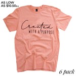 Wholesale salmon Bella Canvas brand Created Purpose script screen printed boutiq