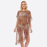 Wholesale women s Lightweight Sheer Leopard Print Half Ruffle Cove Up Top One fi