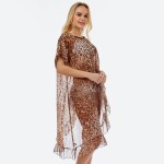 Wholesale women s Lightweight Sheer Leopard Print Half Ruffle Cove Up Top One fi