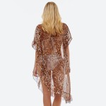 Wholesale women s Lightweight Sheer Leopard Print Half Ruffle Cove Up Top One fi