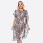 Wholesale women s Lightweight Sheer Leopard Print Half Ruffle Cove Up Top One fi