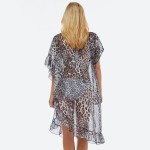 Wholesale women s Lightweight Sheer Leopard Print Half Ruffle Cove Up Top One fi