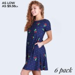 Wholesale women s short sleeve cherry polka dot dress pockets o Round neckline o