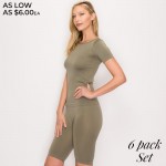 Wholesale women s Active Solid Seamless T Shirt Biker Short Set Includes Seamles