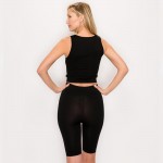 Wholesale women s Active Solid Seamless Scoop Neck Tank Top Biker Short Set Incl