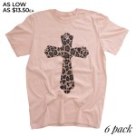 Wholesale peach Bella Canvas Brand Short Sleeve Leopard Print Cross Printed Bout