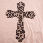 Wholesale peach Bella Canvas Brand Short Sleeve Leopard Print Cross Printed Bout