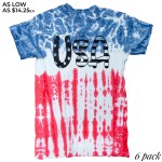 Wholesale colortone Brand USA Patriotic Tie Dye Printed Graphic Tee Pack Breakdo