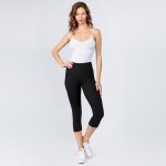 Wholesale mix Brand Solid Black Peach Skin Capri Leggings Elastic Waistband Ins