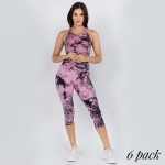 Wholesale women s Active Buttery Soft Tie Dye Workout Capri Leggings o Elasticiz