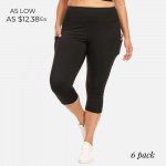 Wholesale women s Plus Active Rise Capri Athletic Leggings Pockets o Flattening