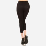 Wholesale women s Black Ripped Capri Leggings o Elastic Waistband o Long Skinny