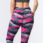 Wholesale women s Active Pink Camouflage Workout Capri Leggings o rise waistband