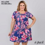 Wholesale women s Plus Cherry Blossom Print Dress o Round neckline o Cherry prin