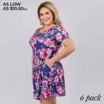 Wholesale women s Plus Cherry Blossom Print Dress o Round neckline o Cherry prin