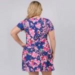 Wholesale women s Plus Cherry Blossom Print Dress o Round neckline o Cherry prin