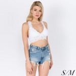 Wholesale women s Mix Brand White Padded Lace V Neck Bralette S M W Bust L top b
