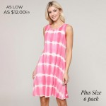 Wholesale women s Plus Knit Sleeveless Tie Dye Swing Dress Pockets Who runs worl