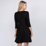 Wholesale women s Solid Sleeve Swing Dress Side Pockets o Relax Scoop Neckline o