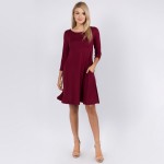 Wholesale women s Solid Sleeve Swing Dress Side Pockets o Relax Scoop Neckline o