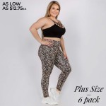 Wholesale women s Plus Active Leopard Print Workout Leggings o Flat rise waistba
