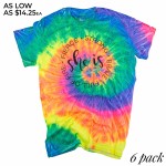 Wholesale she Tie Dye Graphic Tee She Strong Brave Full Fire Fierce Printed Tie