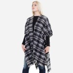 Wholesale women s Plaid Print Short Sleeve Kimono One fits most L Acrylic