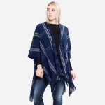 Wholesale houndstooth Knit Plaid Winter Ruana Tassel Trim One fits most L Acryli