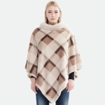 Wholesale women s Faux Fur Plaid Woven Print Poncho Cowl Neck One fits most L Po