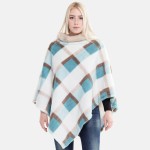 Wholesale women s Faux Fur Plaid Woven Print Poncho Cowl Neck One fits most L Po