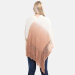Wholesale women s Ombre Waffle Knit Poncho Fringe Tassels One fits most L Acryli