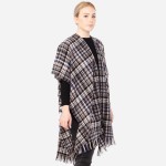 Wholesale women s Soft Small Plaid Print Kimono Frayed Trim One fits most L Acry