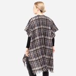 Wholesale women s Soft Small Plaid Print Kimono Frayed Trim One fits most L Acry