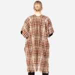 Wholesale women s Soft Small Plaid Print Kimono Frayed Trim One fits most L Acry
