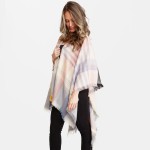 Wholesale women s Enlarged Plaid Stripe Print Shawl Raw Trim One fits most L Acr