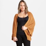 Wholesale women s Lightweight Dolman Sleeve Hooded Knit Cardigan Dolman Sleeve H