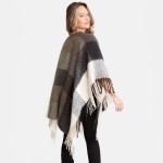 Wholesale women s Oversized Fleece Plaid Ruana Fringe Tassels Trim One fits most