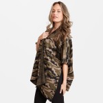 Wholesale women s Camouflage Knit Kimono One fits most L Acrylic