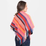 Wholesale multicolor Stripe Square Scarf Fringe Tassels Acrylic