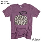 Wholesale leopard Print Pumpkin Graphic Tee Printed Bella Canvas Brand Plum Tee