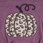 Wholesale leopard Print Pumpkin Graphic Tee Printed Bella Canvas Brand Plum Tee