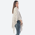 Wholesale women s Marled Knit Poncho Fringe Tassels One fits most L Acrylic Poly